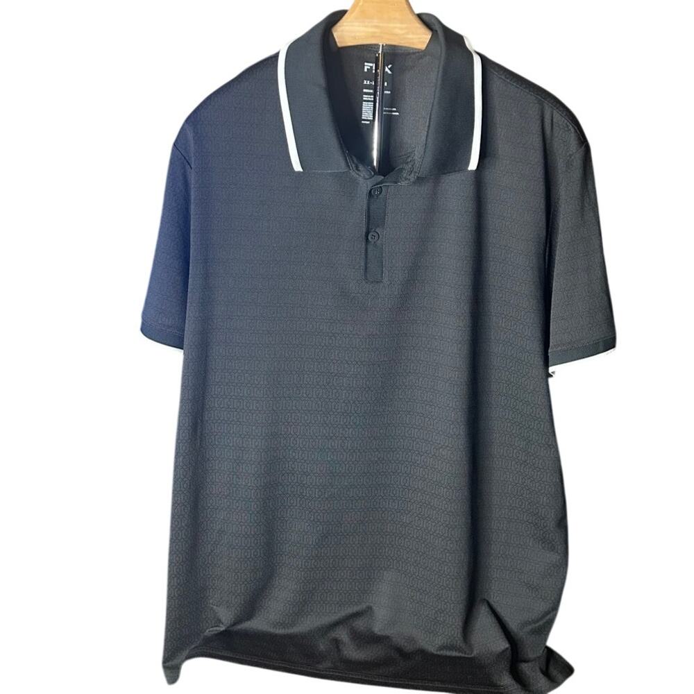 FLX Men's Tipped Commuter Polo Black color size xxl
